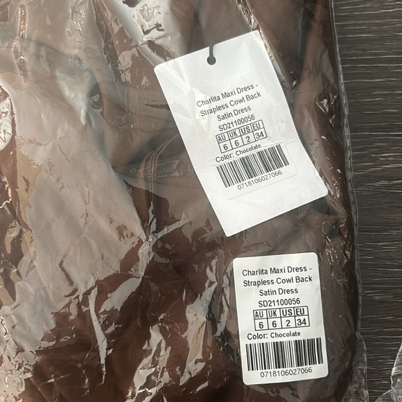 Brown mocha satin strapless Showpo dresses - Picture 9 of 9